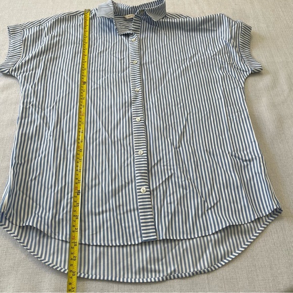Soft Surroundings Blue & White Striped Button Front Dolman Shirt Size M - Picture 4 of 6